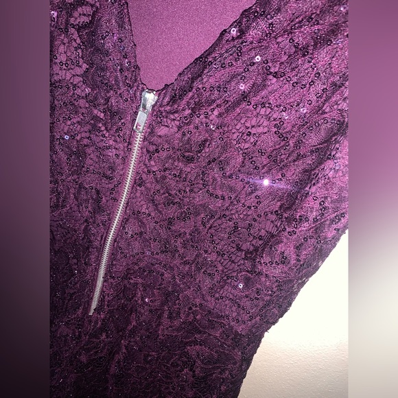 Girls Sparkly Lace Plum dress - Picture 3 of 4